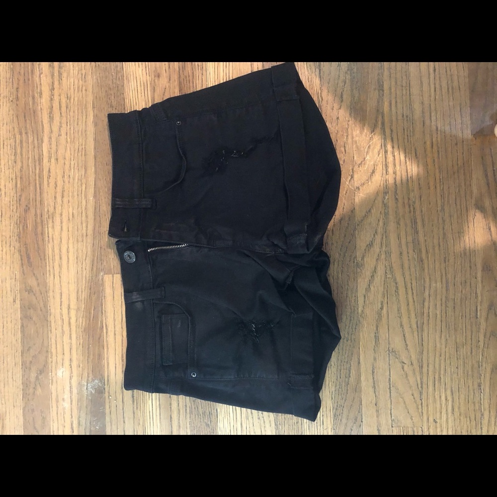 Black denim shorts
